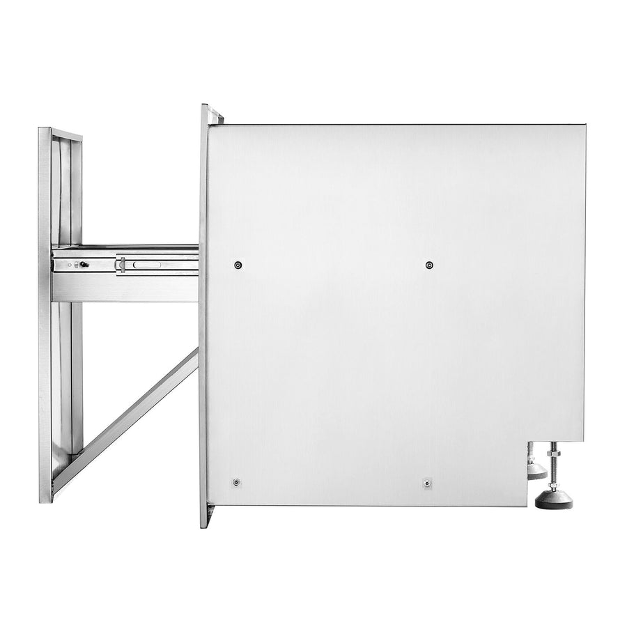 Pull Out Trash Drawer 50x58x57.4 cm Raised Style Trash Bin with Pull-Out Tray Stainless Steel Trash Drawer with Handle for Outdoor Kitchen BBQ Island, Trash Can Not Included
