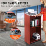 VEVOR Podium Stand, 47 in Hostess Stand with 4 Rolling Wheels, Wood Podium with Storage Shelves, and Slant Desktop, Lecterns & Podiums for Church,