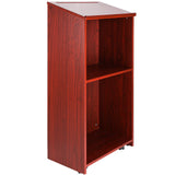 VEVOR Podium Stand, 47 in Hostess Stand with 4 Rolling Wheels, Wood Podium with Storage Shelves, and Slant Desktop, Lecterns & Podiums for Church,