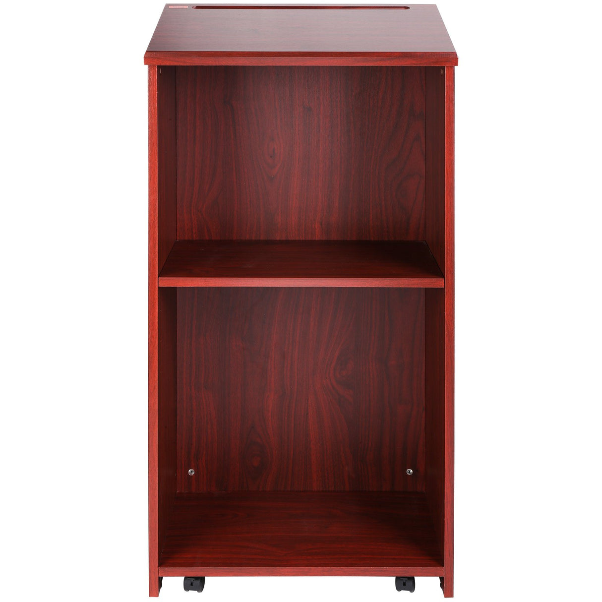 VEVOR Podium Stand, 47 in Hostess Stand with 4 Rolling Wheels, Wood Podium with Storage Shelves, and Slant Desktop, Lecterns & Podiums for Church,