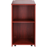 VEVOR Podium Stand, 47 in Hostess Stand with 4 Rolling Wheels, Wood Podium with Storage Shelves, and Slant Desktop, Lecterns & Podiums for Church,