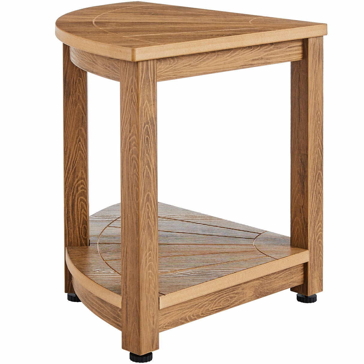 VEVOR Corner Shower Bench, 18.5" Height 17.75" Radius, Faux Wood Grain Polystyrene,159KGS with Storage Shelf, Water Resistant, Shower Stool for Inside