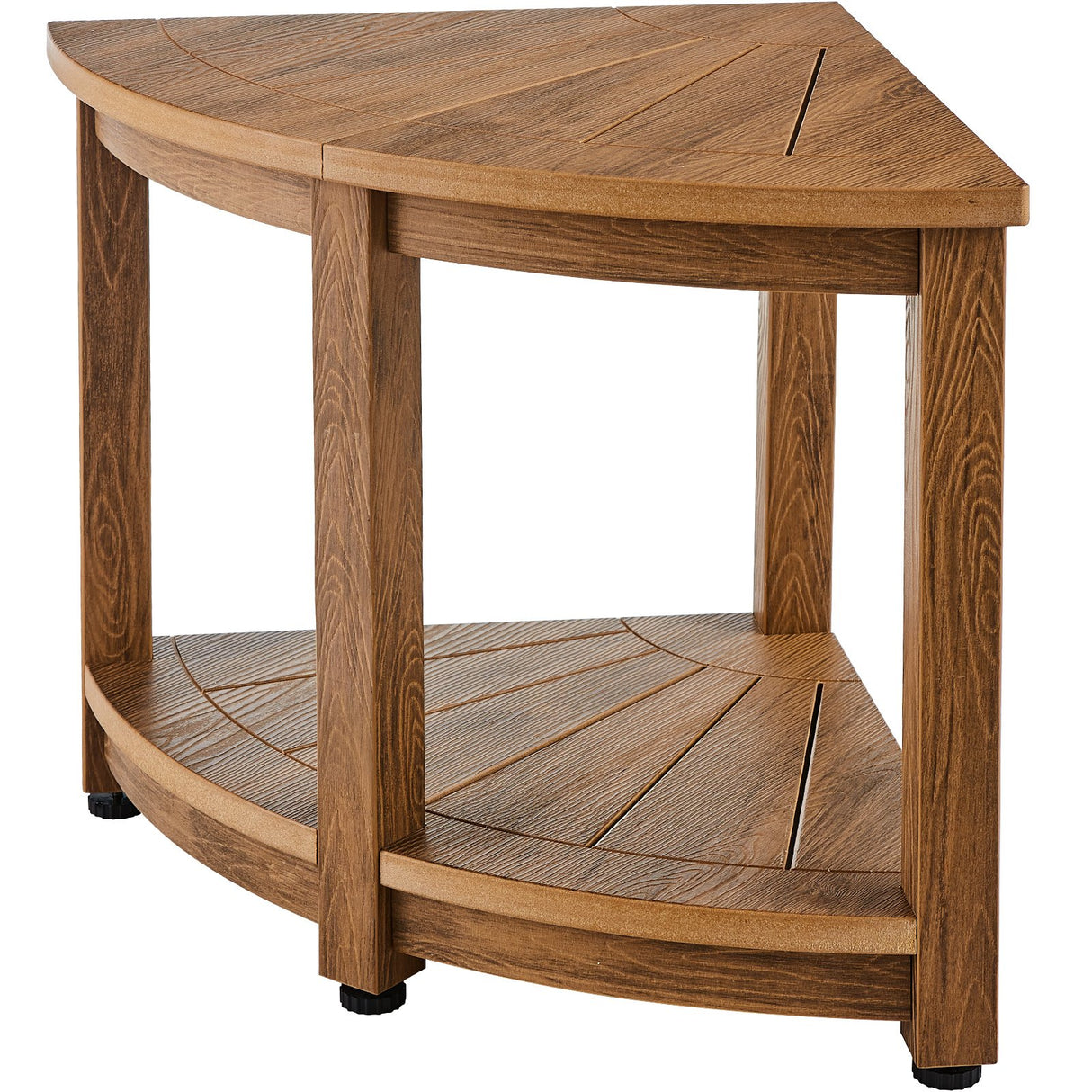 VEVOR Corner Shower Bench, 18.5" Height 17.75" Radius, Faux Wood Grain Polystyrene,159KGS with Storage Shelf, Water Resistant, Shower Stool for Inside
