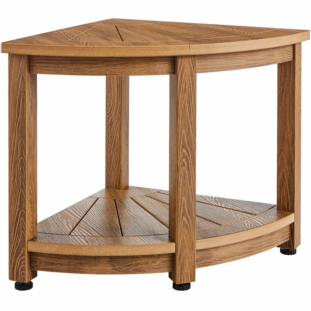 VEVOR Corner Shower Bench, 18.5" Height 17.75" Radius, Faux Wood Grain Polystyrene,159KGS with Storage Shelf, Water Resistant, Shower Stool for Inside