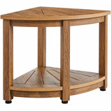 VEVOR Corner Shower Bench, 18.5" Height 17.75" Radius, Faux Wood Grain Polystyrene,159KGS with Storage Shelf, Water Resistant, Shower Stool for Inside
