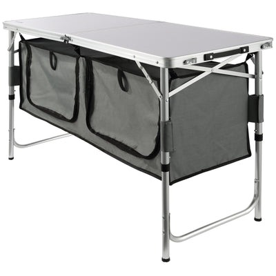 VEVOR Camping Kitchen Table, Quick set-up Folding Camping Table with A Carrying Bag, 3 Adjustable Heights, MDF Camping Table, Ideal for Outdoor