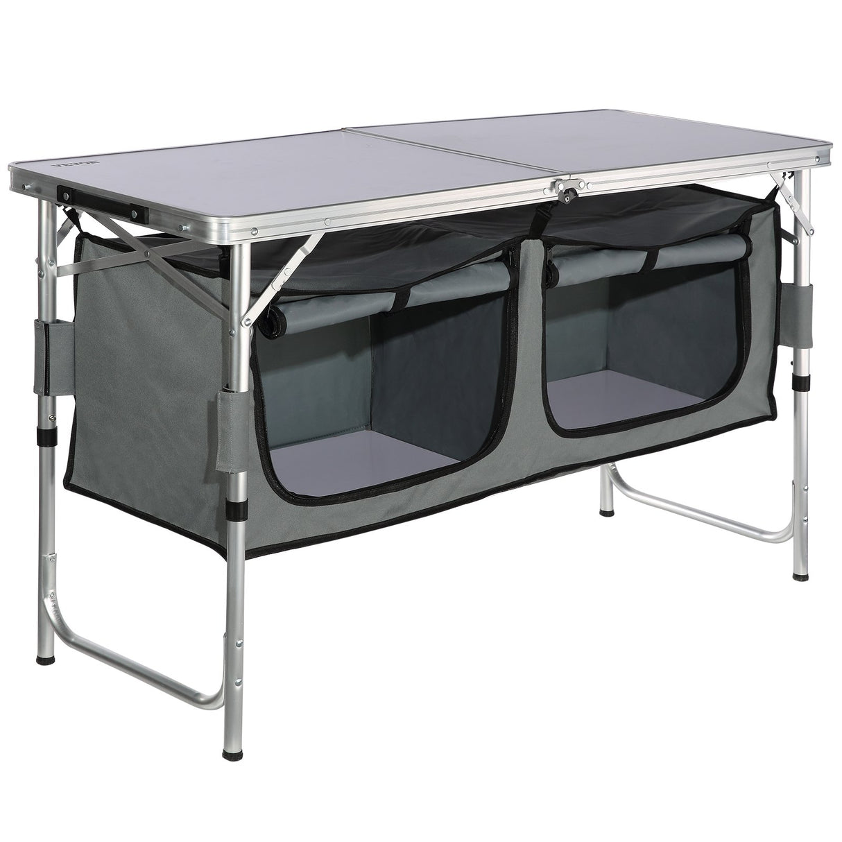 VEVOR Camping Kitchen Table, Quick set-up Folding Camping Table with A Carrying Bag, 3 Adjustable Heights, MDF Camping Table, Ideal for Outdoor Picnics, BBQs, Camping, RV Traveling