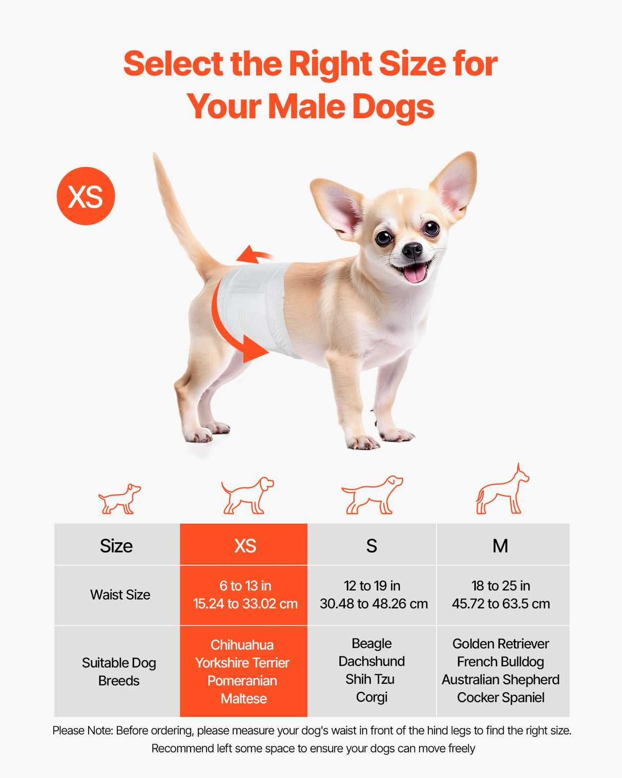 VEVOR Disposable Male Dog Diapers, Super Absorbent Male Dog Wraps, 360 ° Leak-Proof Belly Bands with Wetness Indicator for Doggies in Heat, Training, Incontinence - XS, 96 Count (2 Packs of 48)