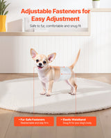 VEVOR Disposable Male Dog Diapers, Super Absorbent Male Dog Wraps, 360 ° Leak-Proof Belly Bands with Wetness Indicator for Doggies in Heat, Training, Incontinence - XS, 96 Count (2 Packs of 48) - 45-Degree Angle