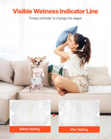 VEVOR Disposable Male Dog Diapers, Super Absorbent Male Dog Wraps, 360 ° Leak-Proof Belly Bands with Wetness Indicator for Doggies in Heat, Training, Incontinence - XS, 96 Count (2 Packs of 48) - Rear View