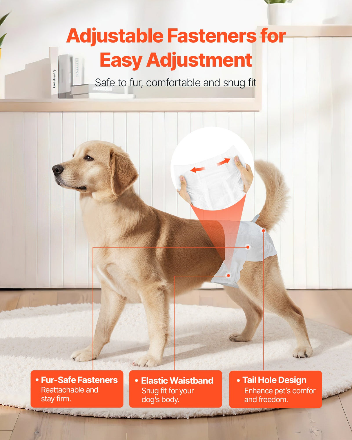 VEVOR Disposable Dog Diapers, Super Absorbent Female Dog Diapers, 360° Leak-Proof Female Doggy Pet Diaper with Wetness Indicator for Heat Period, Training, Incontinence - M, 144 Count (2 Packs of 72)