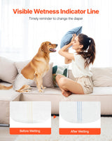 Disposable Dog Diapers, Super Absorbent Female Dog Diapers, 360° Leak-Proof Female Doggy Pet Diaper with Wetness Indicator for Heat Period, Training, Incontinence - M, 144 Count (2 Packs of 72)