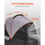 Pet Stroller, 16KG Weight Capacity, Foldable Dog Stroller Cart, 4 Wheels Cats Pram with Detachable Carrier & Mesh Windows, Portable Animal Carrier with Brake for Small to Medium Pets