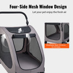 Pet Stroller, 4 Wheels Dog Stroller with Brakes, 160lbs Weight Capacity, Portable Puppy Stroller Carrier with Breathable Mesh Windows & Height-Adjustable Height, Animal Stroller for Cats & Dogs