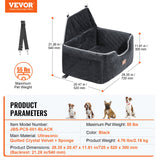 VEVOR Dog Booster Car Seat Pet Car Seat for Medium Large Dog up to 24.9 kg Black - Close-Up Angle