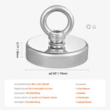 VEVOR Fishing Magnet Strong Heavy Duty Rare Earth Neodymium Pull Force 318 Kg - Close-Up Angle