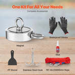 771 Kg Strong Fishing Magnet Kit Double Sided Pull Force Rope Carabiner