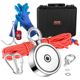Magnet Fishing Kit, 1200lbs Pulling Force Double Sided Fishing Magnets, 2.95inch Diameter Magnet with Rope, Grappling Hook, Gloves, Waterproof Case, Threadlocker, Eye Bolt, for Fishing