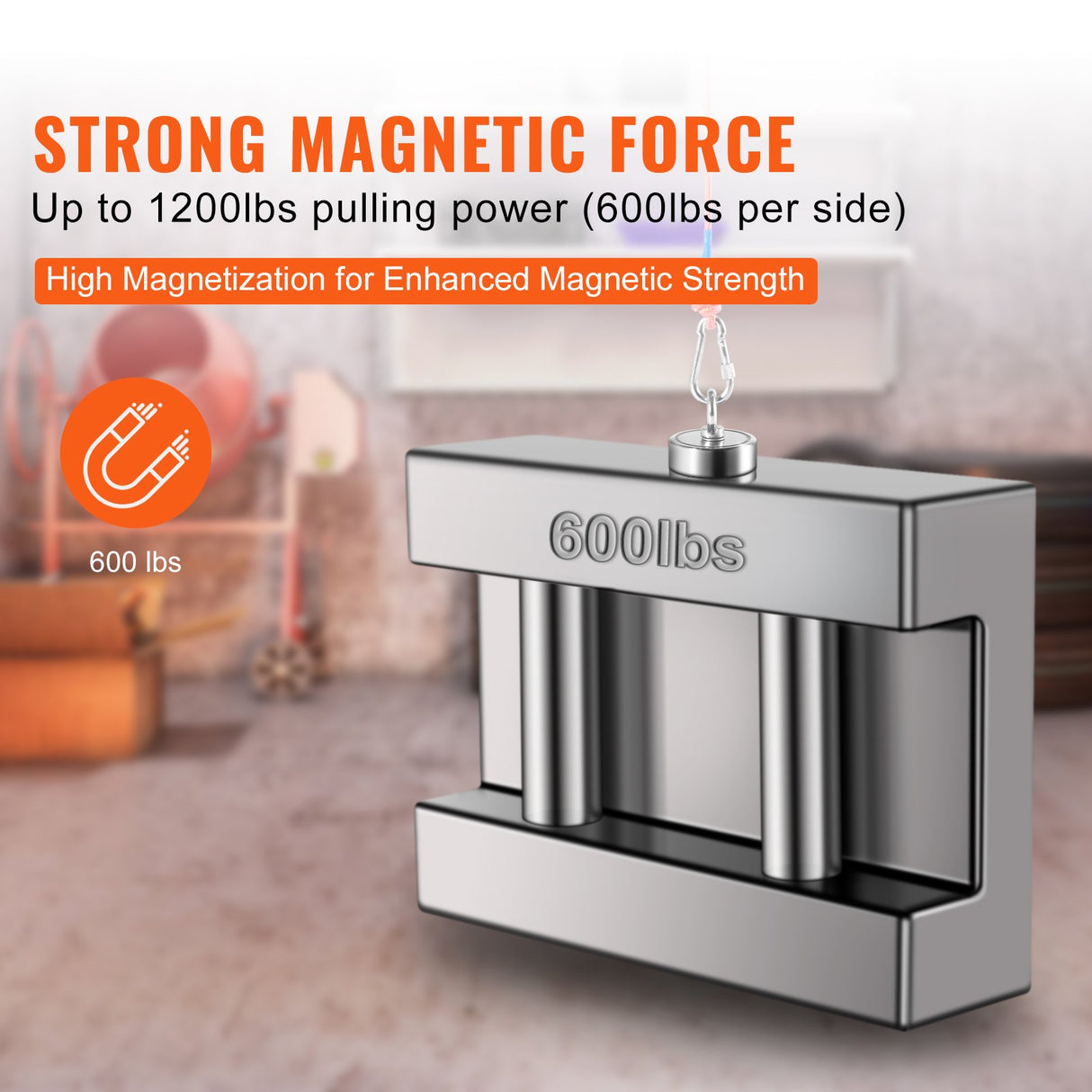 Magnet Fishing Kit, 1200lbs Pulling Force Double Sided Fishing Magnets, 2.95inch Diameter Magnet with Rope, Grappling Hook, Gloves, Waterproof Case, Threadlocker, Eye Bolt, for Fishing