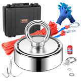 VEVOR Magnet Fishing Kit, 1200lbs Pulling Force Double Sided Fishing Magnets, 2.95inch Diameter Magnet with Rope, Grappling Hook, Gloves, Waterproof Case, Threadlocker, Eye Bolt, for Fishing - Extra Image