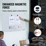 Magnetic Glass Whiteboard, Dry Erase Board 36"x24", Wall-Mounted Large White Glassboard Frameless, with Marker Tray, an Eraser and 2 Markers, White