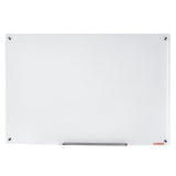 Magnetic Glass Whiteboard, Dry Erase Board 36"x24", Wall-Mounted Large White Glassboard Frameless, with Marker Tray, an Eraser and 2 Markers, White