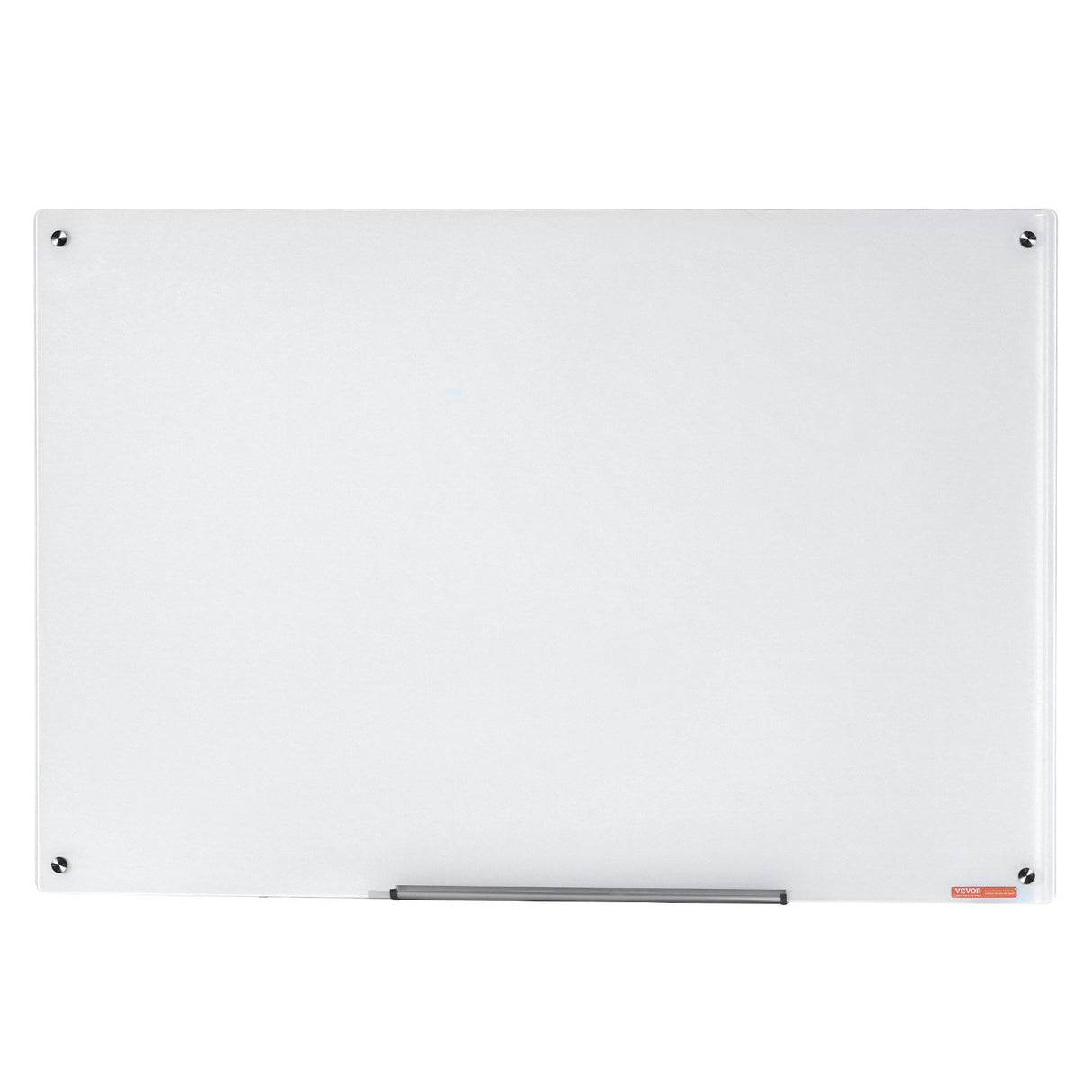 VEVOR Magnetic Glass Whiteboard, Dry Erase Board 36"x24", Wall-Mounted Large White Glassboard Frameless, with Marker Tray, an Eraser and 2 Markers, White