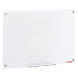 Magnetic Glass Whiteboard, Dry Erase Board 36"x24", Wall-Mounted Large White Glassboard Frameless, with Marker Tray, an Eraser and 2 Markers, White