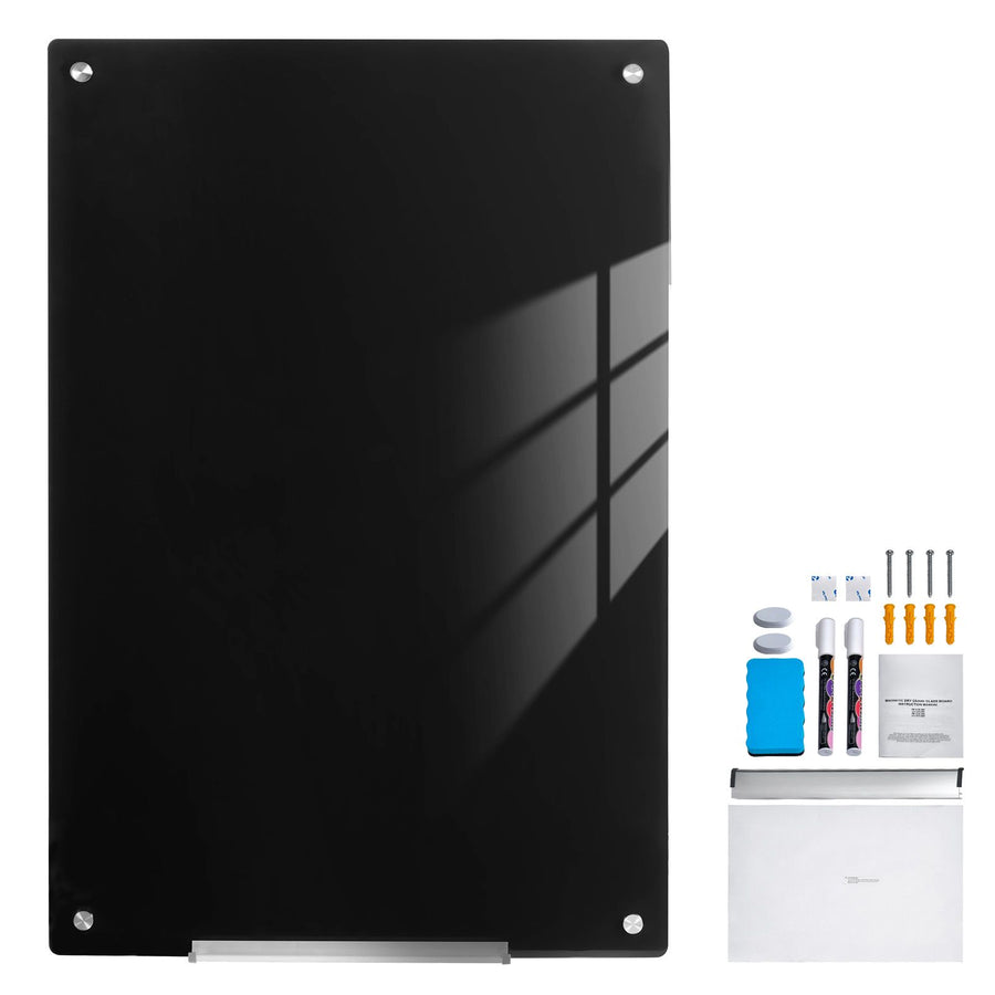Magnetic Glass Whiteboard, Dry Erase Board 36"x24", Wall-Mounted Large White Glassboard Frameless, with