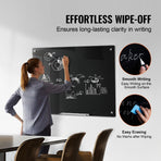 Magnetic Glass Whiteboard, Dry Erase Board 36"x24", Wall-Mounted Large White Glassboard Frameless, with, Wall Mounted