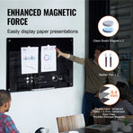 Magnetic Glass Whiteboard, Dry Erase Board 36"x24", Wall-Mounted Large White Glassboard Frameless, with, image 3