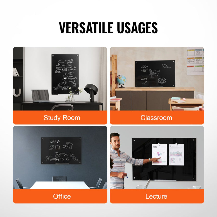 Magnetic Glass Whiteboard, Dry Erase Board 36"x24", Wall-Mounted Large White Glassboard Frameless, with, image 6