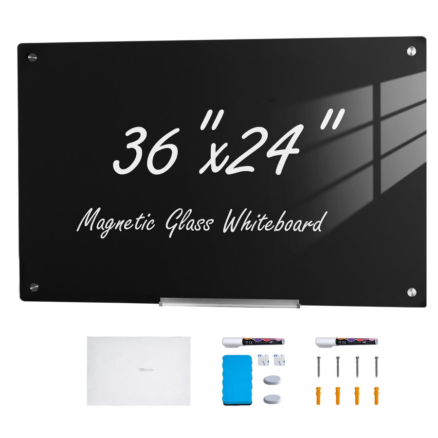 Magnetic Glass Whiteboard, Dry Erase Board 36"x24", Wall-Mounted Large White Glassboard Frameless, with, image 9