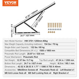 VEVOR Bed Lift 59x71 in Compatible Bed Size 154 lbs Load DIY Wall Bed Hardware - Close-Up Angle