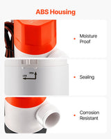 VEVOR Livewell Pump for Boat 12V 500 GPH Livewell Aerator Pump Straight 2 Inlets