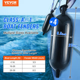VEVOR Boat Fenders, 6.5" x 23" Boat Bumpers for Docking, Inflatable Ribbed Fender with Center Holes, Marine Boat Dock Fender Bumper with Air Pump, 4