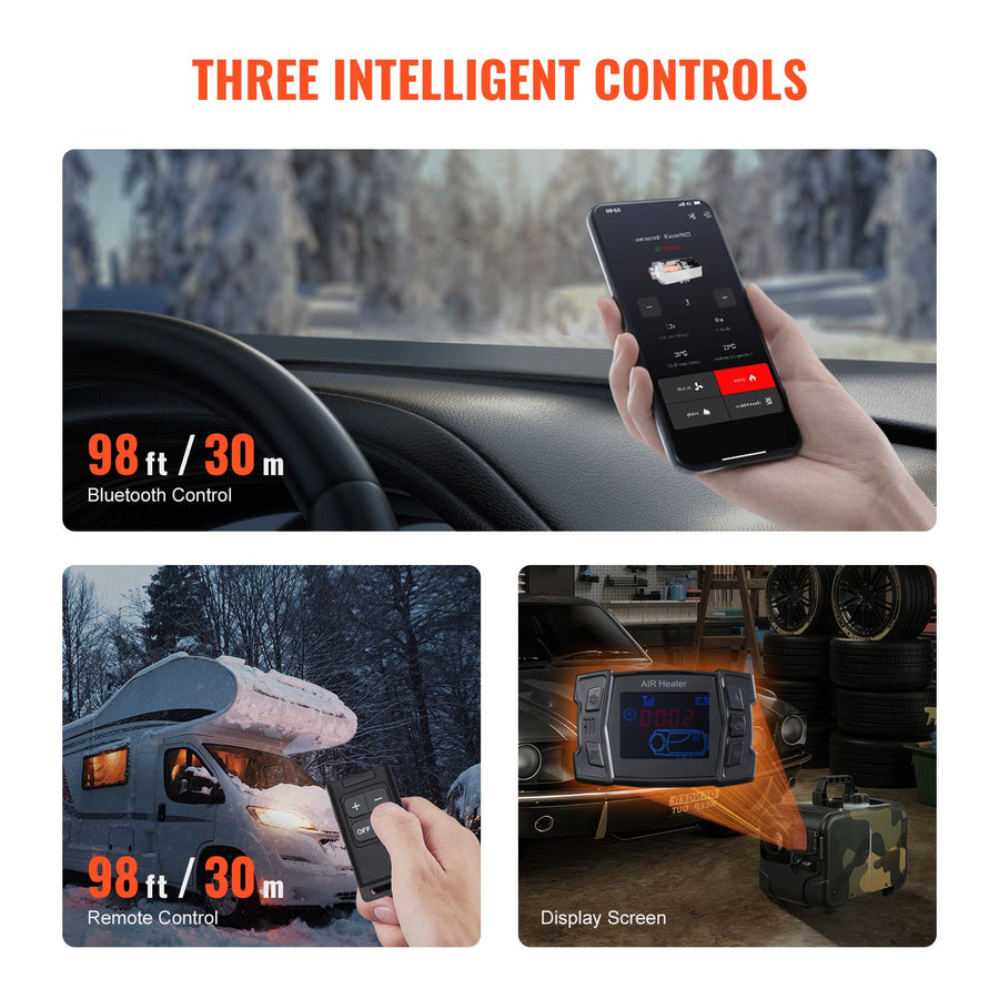 8KW Diesel Heater, 12V/24V All in One Diesel Air Heater, Bluetooth APP Control, Remote Control and Display, image 6