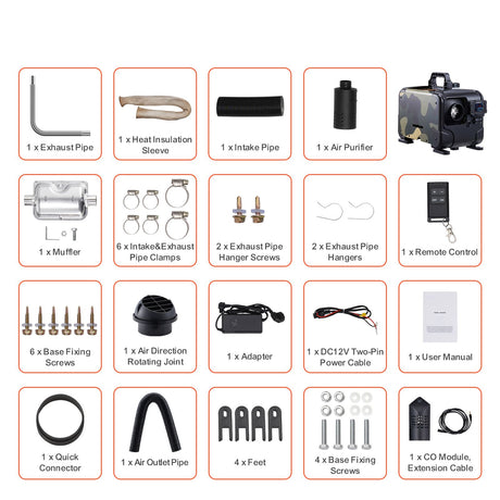 8KW Diesel Heater, 12V/24V All in One Diesel Air Heater, Bluetooth APP Control, Remote Control and Display, image 7