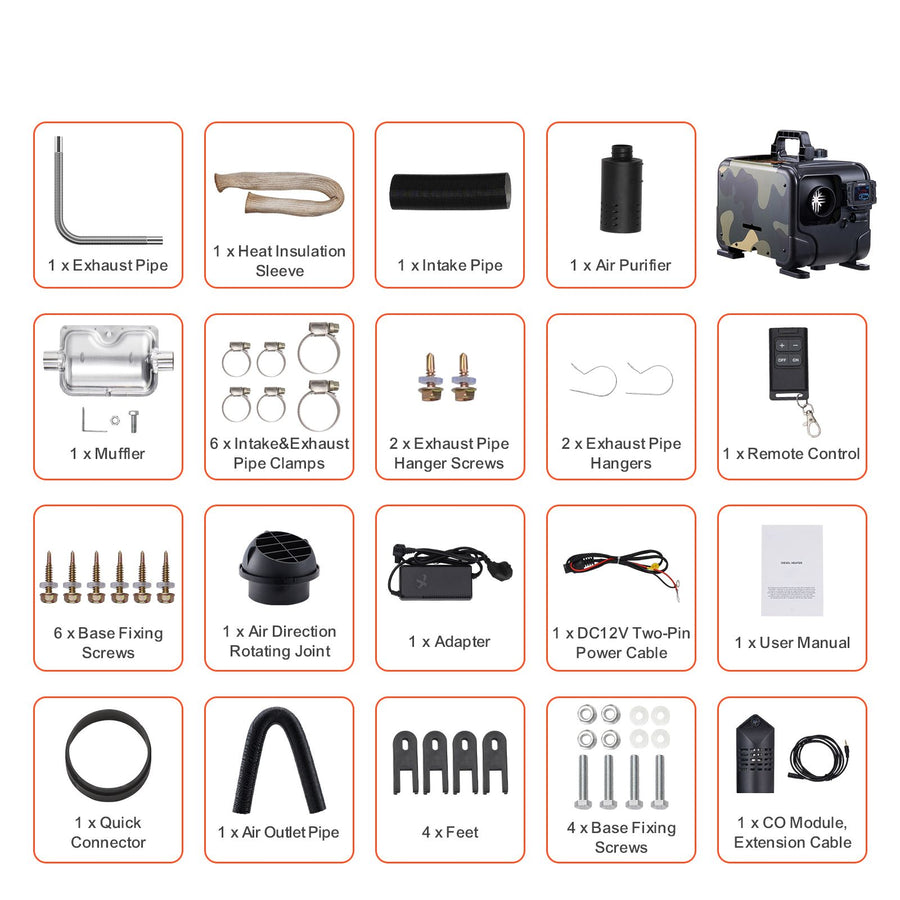 8KW Diesel Heater, 12V/24V All in One Diesel Air Heater, Bluetooth APP Control, Remote Control and Display, image 7