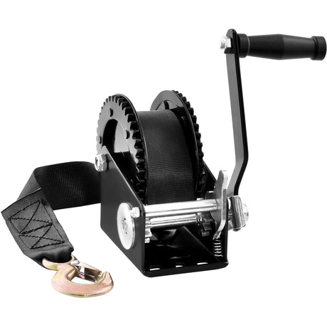 Hand Winch, 907.1 kg Pulling Capacity, Boat Trailer Winch Heavy Duty Rope Crank with 7 m Polyester Strap and, image 9