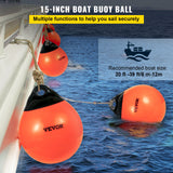 VEVOR Boat Buoy Balls, 15" Diameter Inflatable Heavy-Duty Marine-Grade PVC Marker Buoys, Round Boat Mooring Buoys, Anchoring, Rafting, Marking,