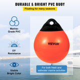 VEVOR Boat Buoy Balls, 15" Diameter Inflatable Heavy-Duty Marine-Grade PVC Marker Buoys, Round Boat Mooring Buoys, Anchoring, Rafting, Marking,