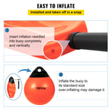 VEVOR Boat Buoy Balls, 15" Diameter Inflatable Heavy-Duty Marine-Grade PVC Marker Buoys, Round Boat Mooring Buoys, Anchoring, Rafting, Marking,