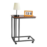 VEVOR C Table, C Shaped Sofa Side Table with Metal Frame Rolling Casters, Portable C Shaped End Stand for Living Room Bedroom Office, 19.69 x 13.78 x 23.82 inches Laptop Side Tables, Brown and Black - Extra Image