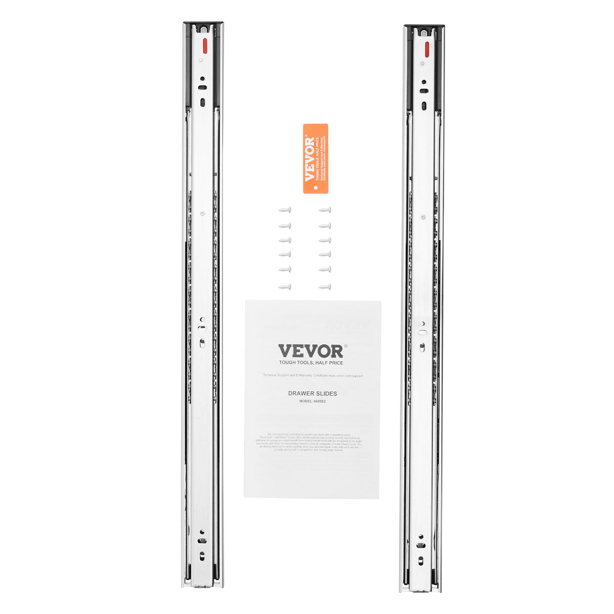 VEVOR 10 Pairs of 609.6mm Drawer Slides Side Mount Rails, Heavy Duty Full Extension Steel Track, Soft-Close Noiseless Guide Glides Cabinet Kitchen Runners with Ball Bearing, 100 Lbs Load Capacity