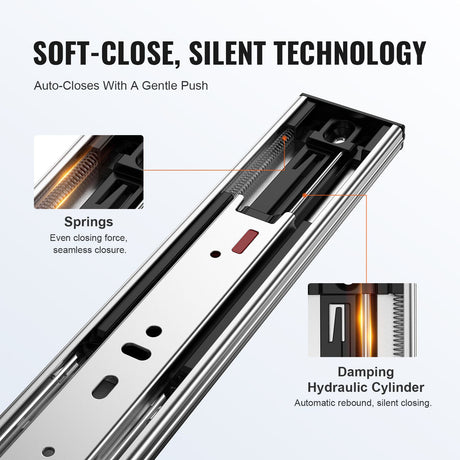 10 Pairs of 558.8mm Drawer Slides Side Mount Rails, Heavy Duty Full Extension Steel Track, Soft-Close, image 3