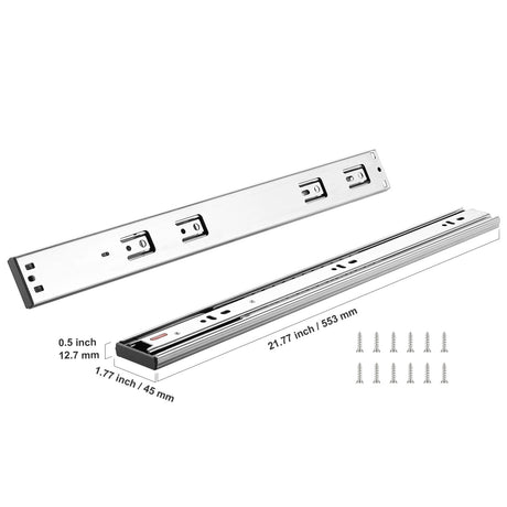 10 Pairs of 558.8mm Drawer Slides Side Mount Rails, Heavy Duty Full Extension Steel Track, Soft-Close, image 8