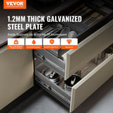 VEVOR 6 Pairs of 508mm Drawer Slides Side Mount Rails, Heavy Duty Full Extension Steel Track, Soft-Close Noiseless Guide Glides Cabinet Kitchen Runners with Ball Bearing, 100 Lbs Load Capacity - Front View