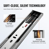 VEVOR 6 Pairs of 508mm Drawer Slides Side Mount Rails, Heavy Duty Full Extension Steel Track, Soft-Close Noiseless Guide Glides Cabinet Kitchen