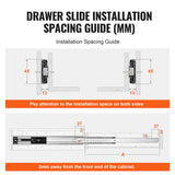 VEVOR 6 Pairs of 508mm Drawer Slides Side Mount Rails, Heavy Duty Full Extension Steel Track, Soft-Close Noiseless Guide Glides Cabinet Kitchen